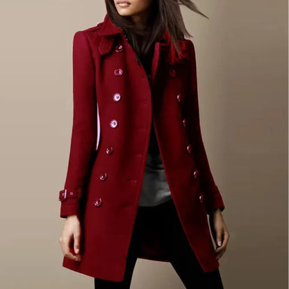 Women's Double-Breasted Trench Coat – Knee Length