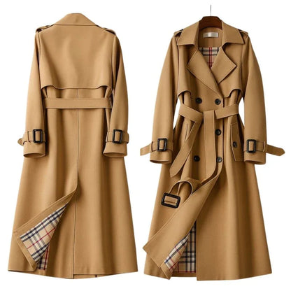 Women’s Double Breasted Trench Coat - Belted Long Sleeve