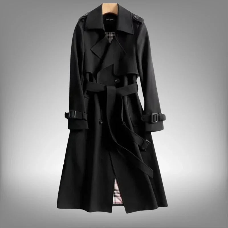Women’s Double Breasted Trench Coat - Belted Long Sleeve