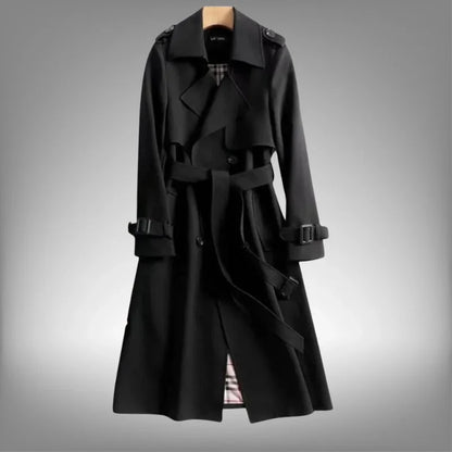 Women’s Double Breasted Trench Coat - Belted Long Sleeve