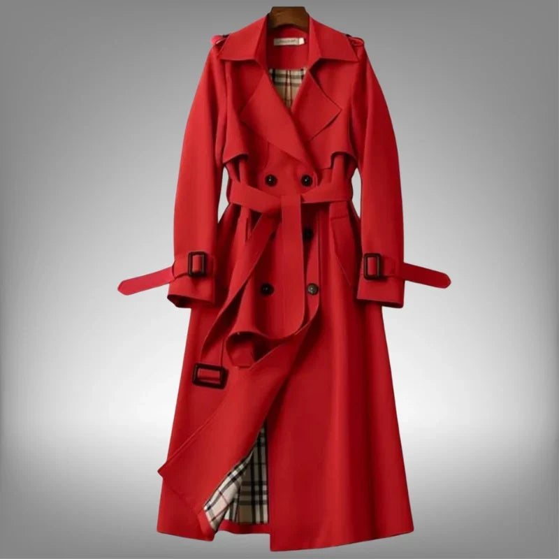 Women’s Double Breasted Trench Coat - Belted Long Sleeve