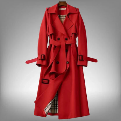Women’s Double Breasted Trench Coat - Belted Long Sleeve
