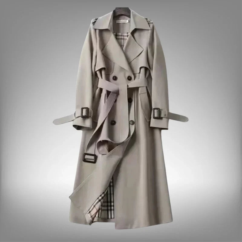 Women’s Double Breasted Trench Coat - Belted Long Sleeve