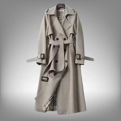 Women’s Double Breasted Trench Coat - Belted Long Sleeve