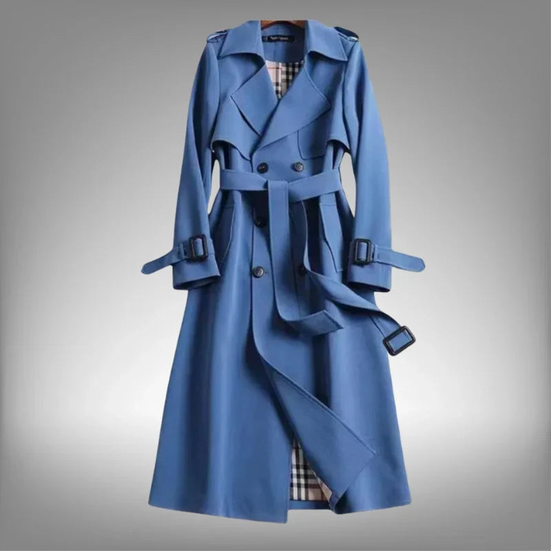 Women’s Double Breasted Trench Coat - Belted Long Sleeve