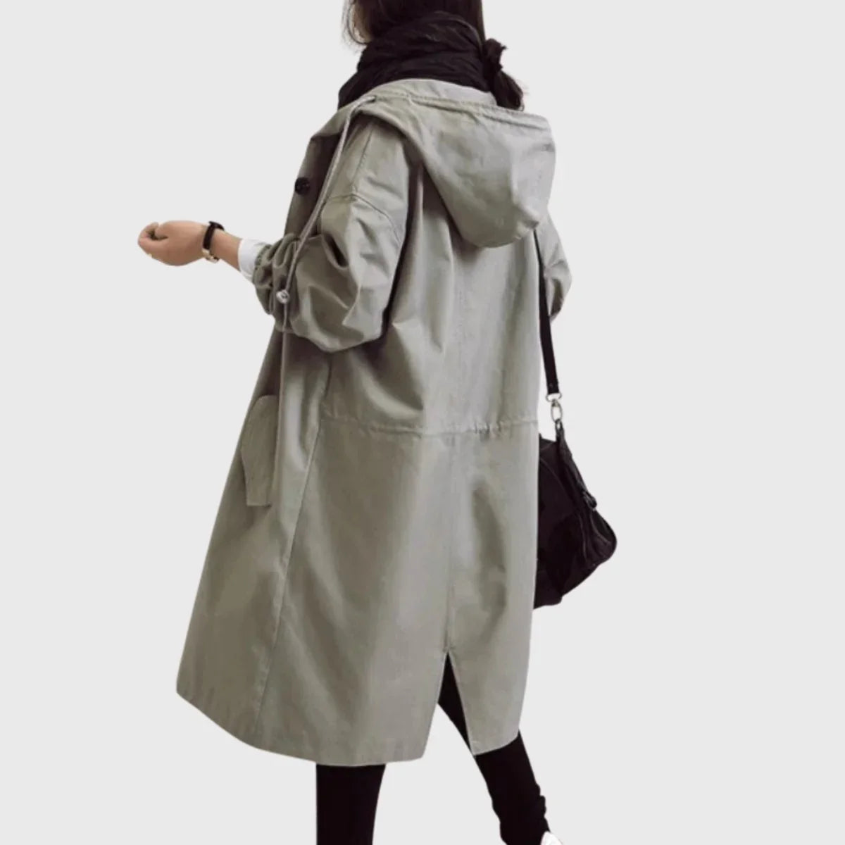 Women's Hooded Waterproof Trench Coat - Long Zip Up Jacket