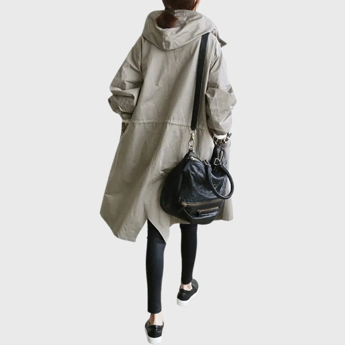 Women's Hooded Waterproof Trench Coat - Long Zip Up Jacket