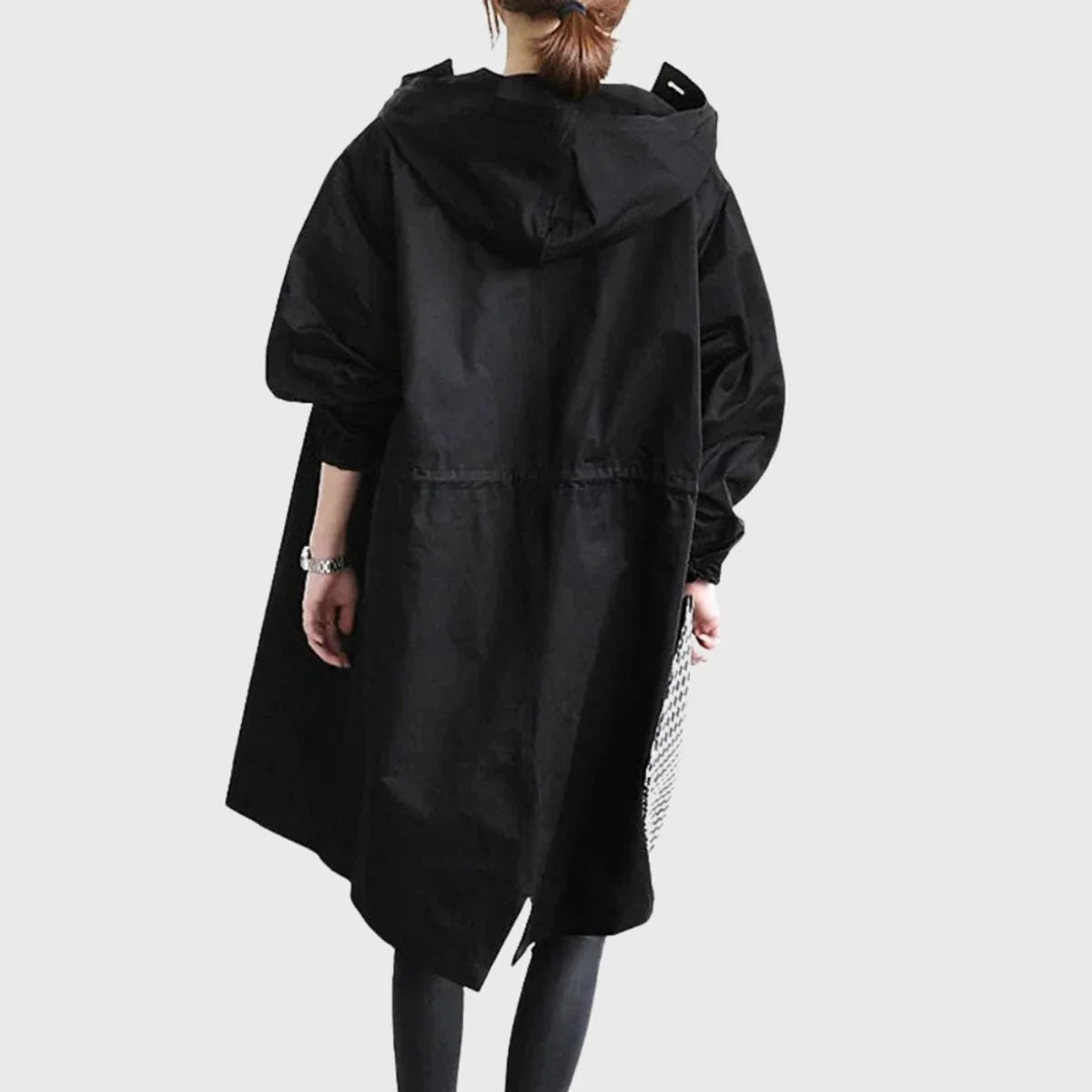 Women's Hooded Waterproof Trench Coat - Long Zip Up Jacket