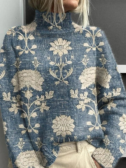 Women's Forest Print Turtleneck Sweater – Knit