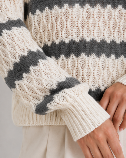 Women's V Neck Sweater - Collared Relaxed Knit