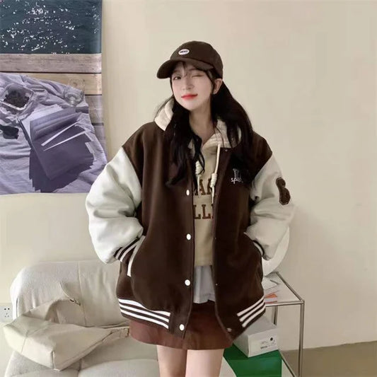 Women’s Oversized Varsity Jacket - Letterman Baseball Bomber