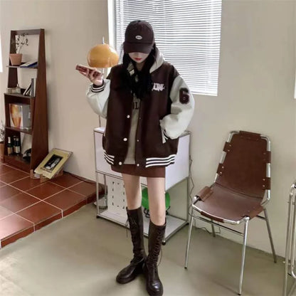 Women’s Oversized Varsity Jacket - Letterman Baseball Bomber