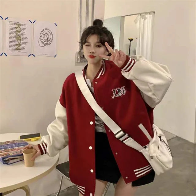 Women’s Oversized Varsity Jacket - Letterman Baseball Bomber
