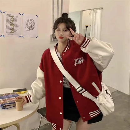 Women’s Oversized Varsity Jacket - Letterman Baseball Bomber