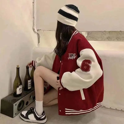 Women’s Oversized Varsity Jacket - Letterman Baseball Bomber