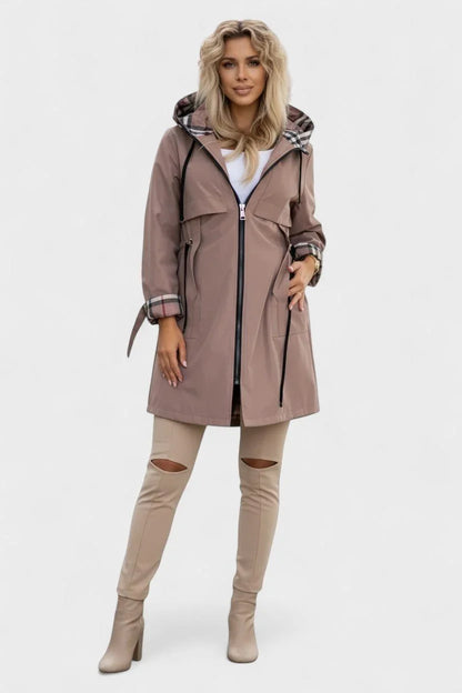 Women’s Weatherproof Jacket - Hooded Plaid Lined Zip Front