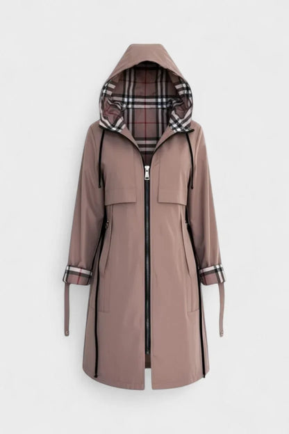Women’s Weatherproof Jacket - Hooded Plaid Lined Zip Front