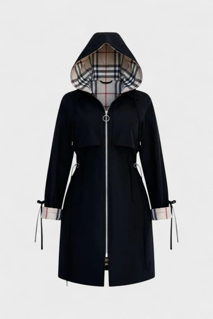 Women’s Weatherproof Jacket - Hooded Plaid Lined Zip Front