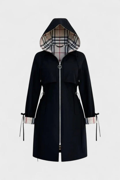 Women’s Weatherproof Jacket - Hooded Plaid Lined Zip Front