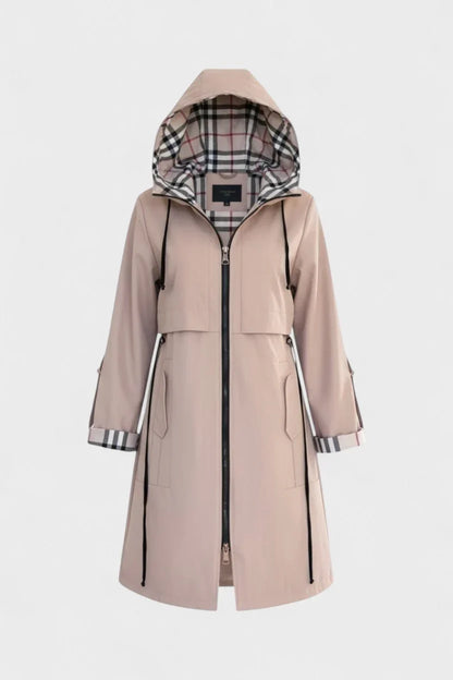 Women’s Weatherproof Jacket - Hooded Plaid Lined Zip Front