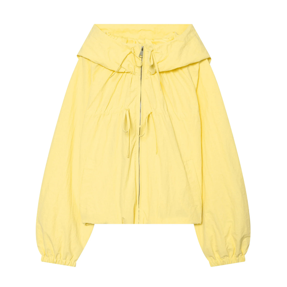 Women’s Hooded Windbreaker - Zip Front Gathered Hem Jacket