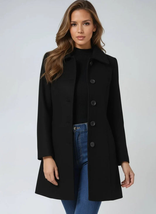 Women's Tailored Winter Coat - Button Front Structured Jacket