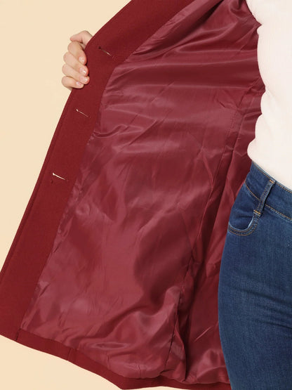 Women's Tailored Winter Coat - Button Front Structured Jacket