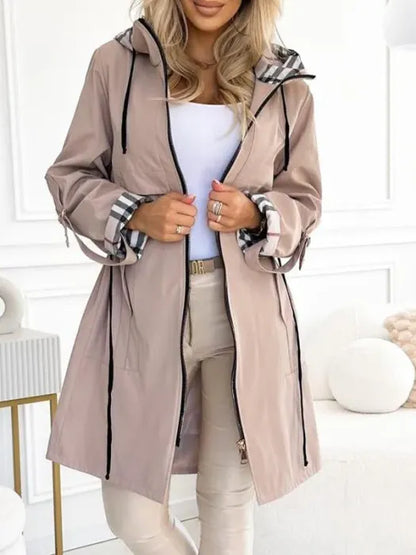 Women's Longline Winter Coat - Hooded Zip Up Jacket