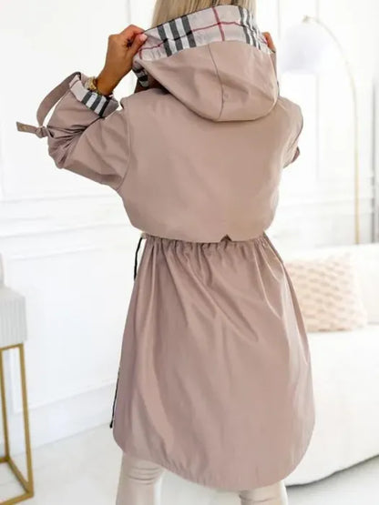 Women's Longline Winter Coat - Hooded Zip Up Jacket