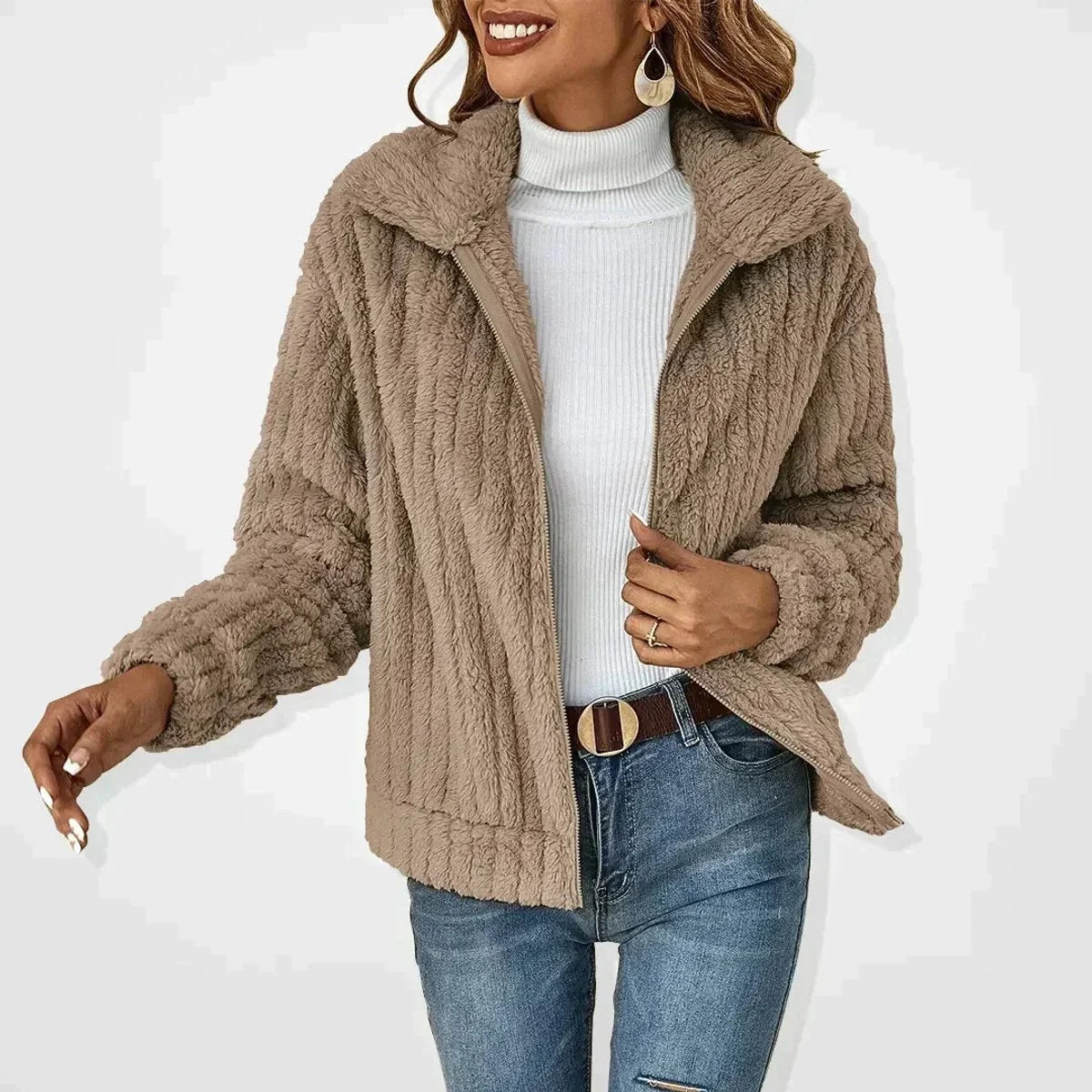 Women's Quilted Winter Jacket - Diamond Stitch Button Front