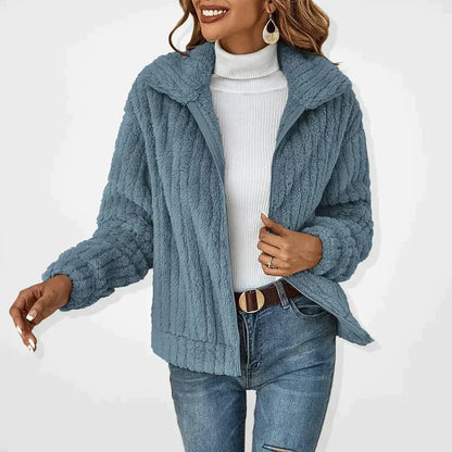 Women's Quilted Winter Jacket - Diamond Stitch Button Front