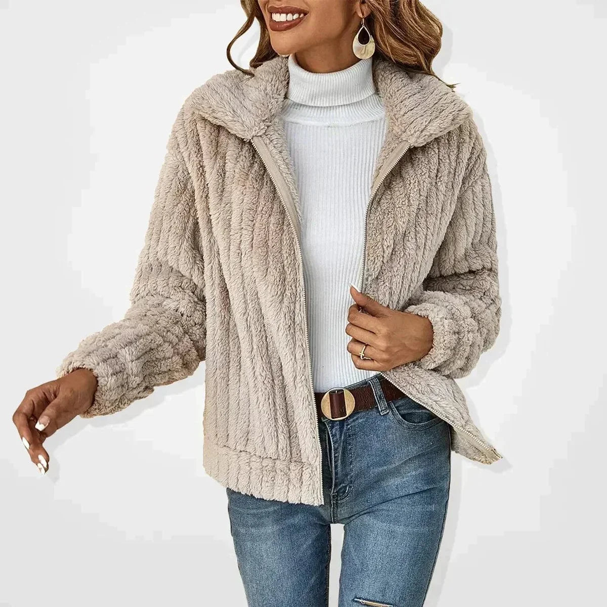 Women's Quilted Winter Jacket - Diamond Stitch Button Front