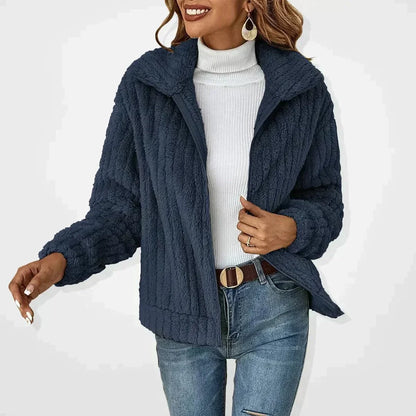 Women's Quilted Winter Jacket - Diamond Stitch Button Front
