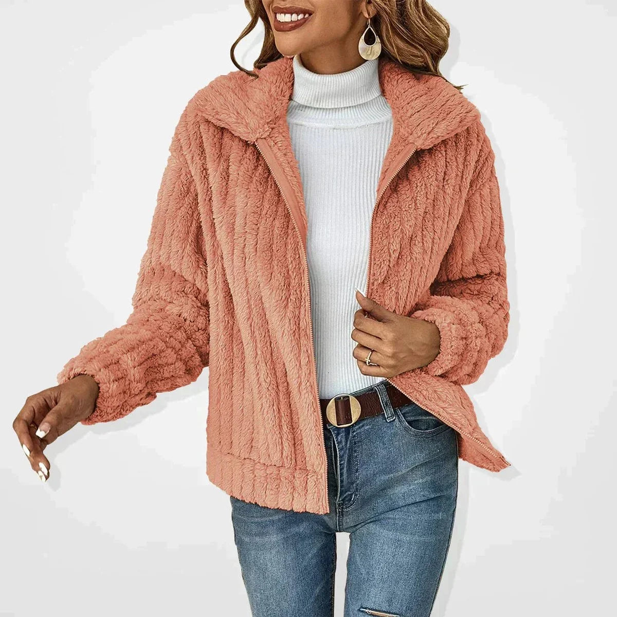 Women's Quilted Winter Jacket - Diamond Stitch Button Front