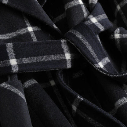 Women’s Wool Coat - Plaid Lapel Single Button Winter Coat