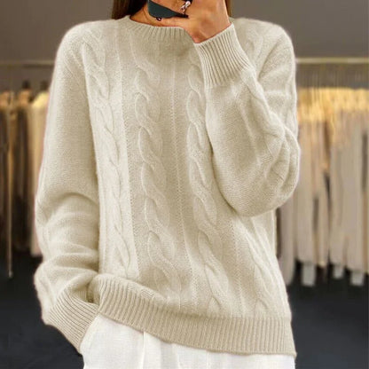 Women's Cable Knit Crewneck Sweater – Long Sleeve