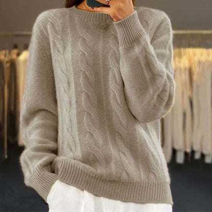 Women's Cable Knit Crewneck Sweater – Long Sleeve