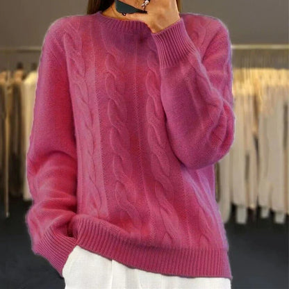 Women's Cable Knit Crewneck Sweater – Long Sleeve