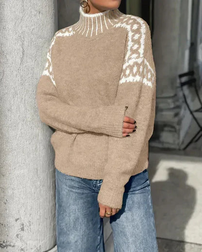 Women's Fair Isle Sweater – Mock Neck Long Sleeve