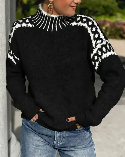 Women's Fair Isle Sweater – Mock Neck Long Sleeve