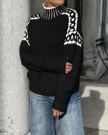 Women's Fair Isle Sweater – Mock Neck Long Sleeve