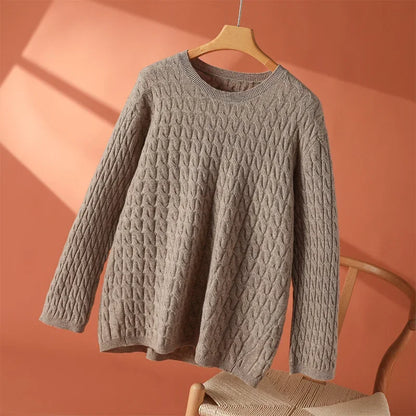 Women's Textured Knit Sweater – Crewneck Long Sleeve