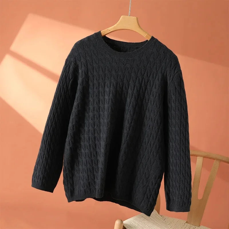 Women's Textured Knit Sweater – Crewneck Long Sleeve