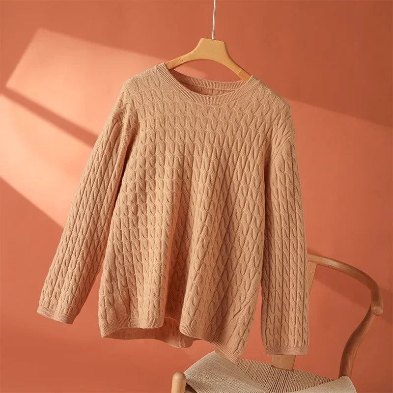 Women's Textured Knit Sweater – Crewneck Long Sleeve