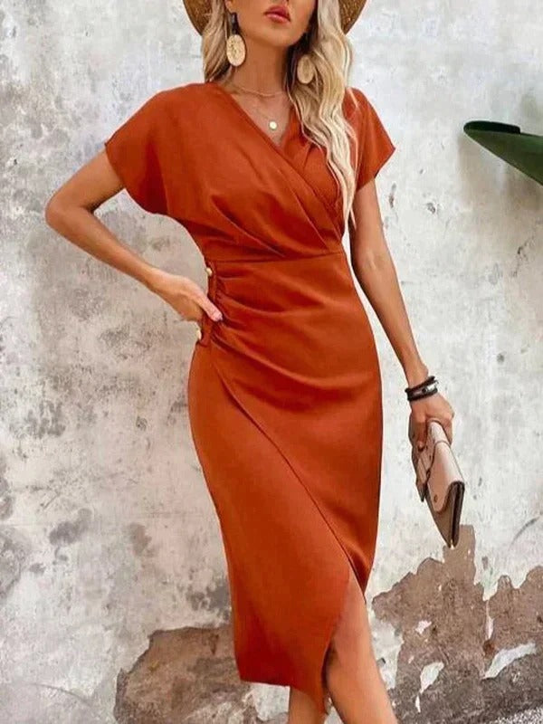 Vaylorae | Refined Wrap Midi Dress with Elegant Feminine Look