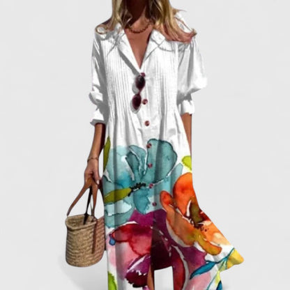 Steffi | Chic Button Floral Long Maxi Dress for Summer Fashion Outfit