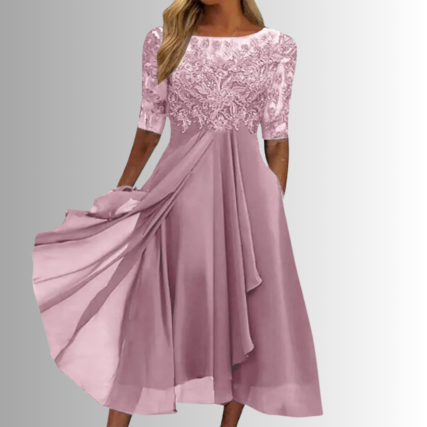 Hollandia | Stylish Embroidered Lace A-Line Wedding Guest Dress