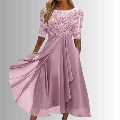 Hollandia | Stylish Embroidered Lace A-Line Wedding Guest Dress