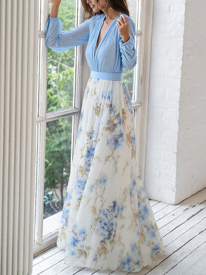 Novah | Timeless Empire Waist Floral Maxi Dress for Wedding Guest & Formal Events