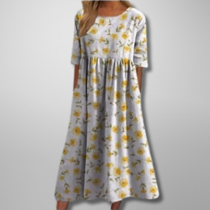 Ansley | Summer Floral Maxi Dress with Empire Waist and Convenient Side Pockets